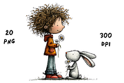 Whimsical Floral Girl and Bunny, an Animal Illustration by GiraffeCreative (Thumbnail 16 of 20)
