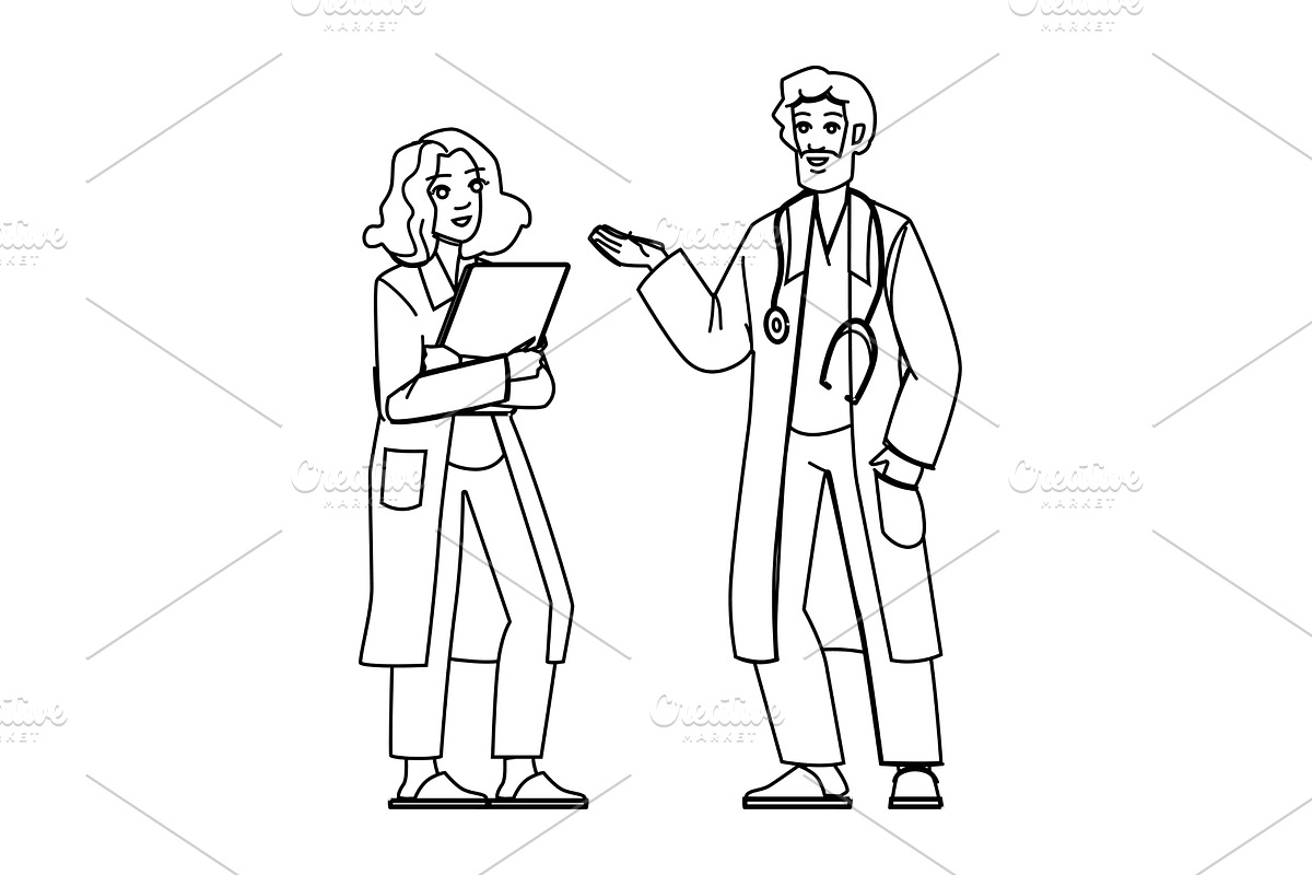 hospital healthcare professionals at, a Person Illustration by pikepicture