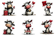 Funny Valentine's Cow Clipart, an Illustration by Dream Creation (Thumbnail 7 of 7)