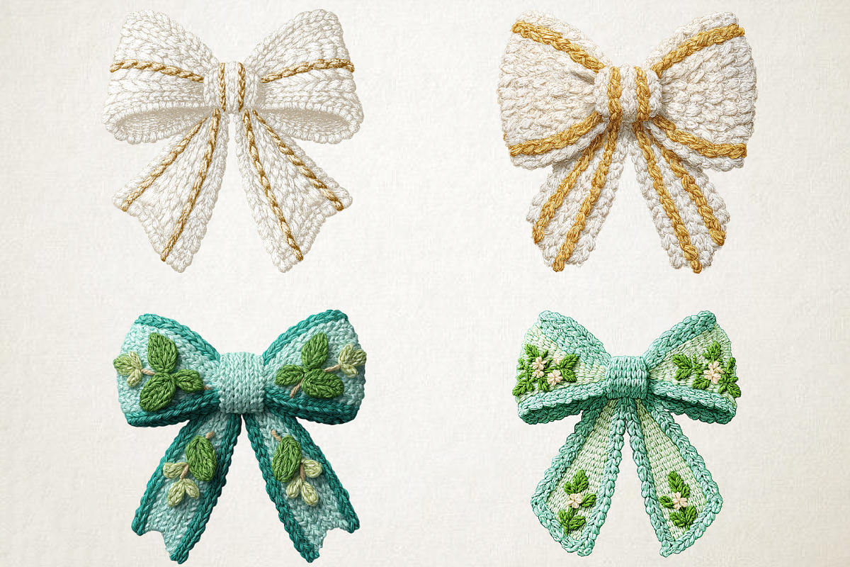 Yarn Crochet Easter Bow PNG Bundle, an Illustration by RobertsArt (Photo 4 of 5)