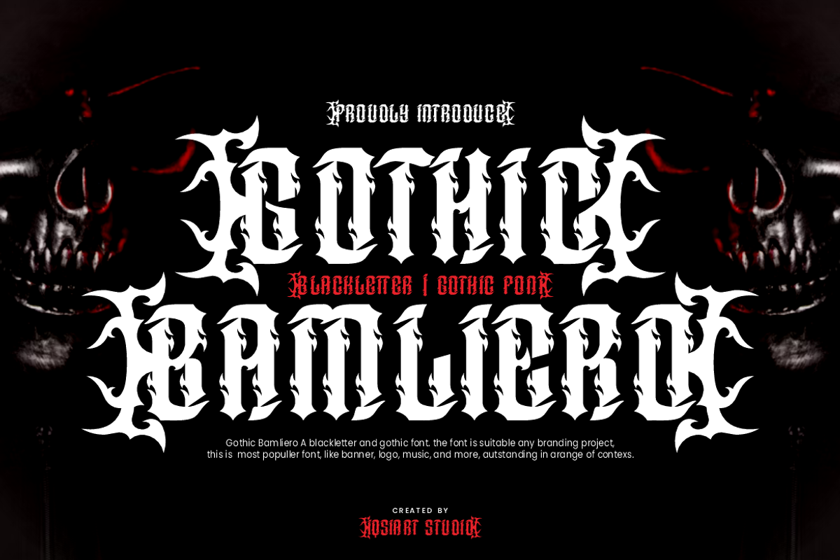 Gothic Bamliero - Blackletter Font, a Blackletter Font by Iqsiart Studio (Photo 1 of 10)