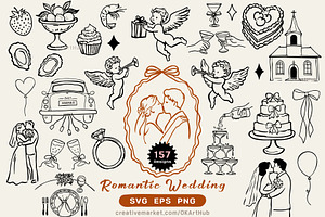Wedding Line Art SVG Bundle Clipart