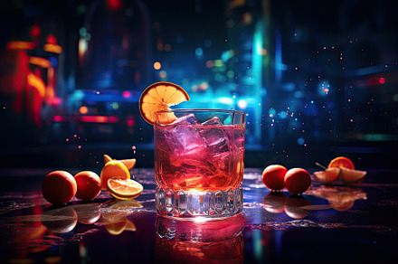 Cocktail on bar counter in nightclub, a Photo by Iftikhar Alam