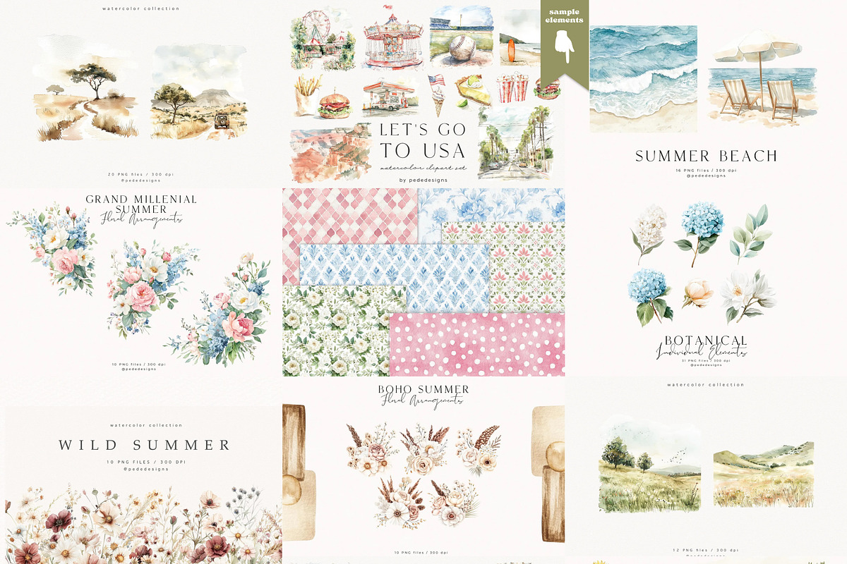 Summer & Travel Bundle, a Seasonal Illustration by PeDe Designs (Photo 10 of 15)