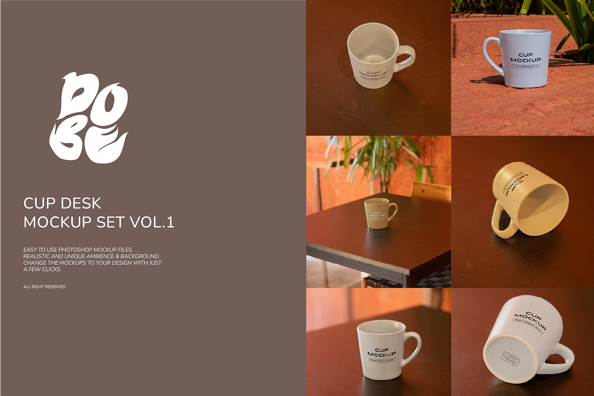 Cup Desk Mockup Set - Vol 1, a Product Mockup by DOBE Studio (Photo 1 of 5)
