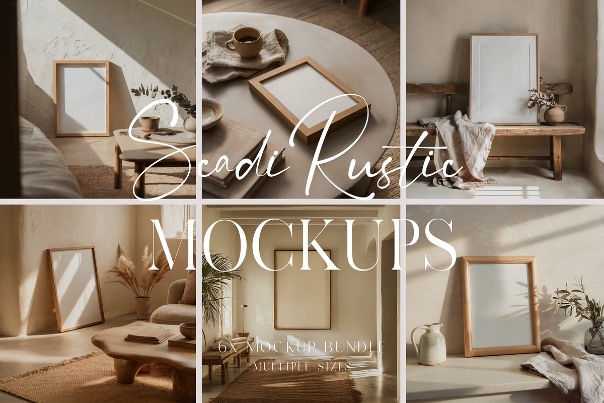 Scandi Rustic Frame Mockup Bundle, a Household Mockup by The White Space Co. (Photo 1 of 9)