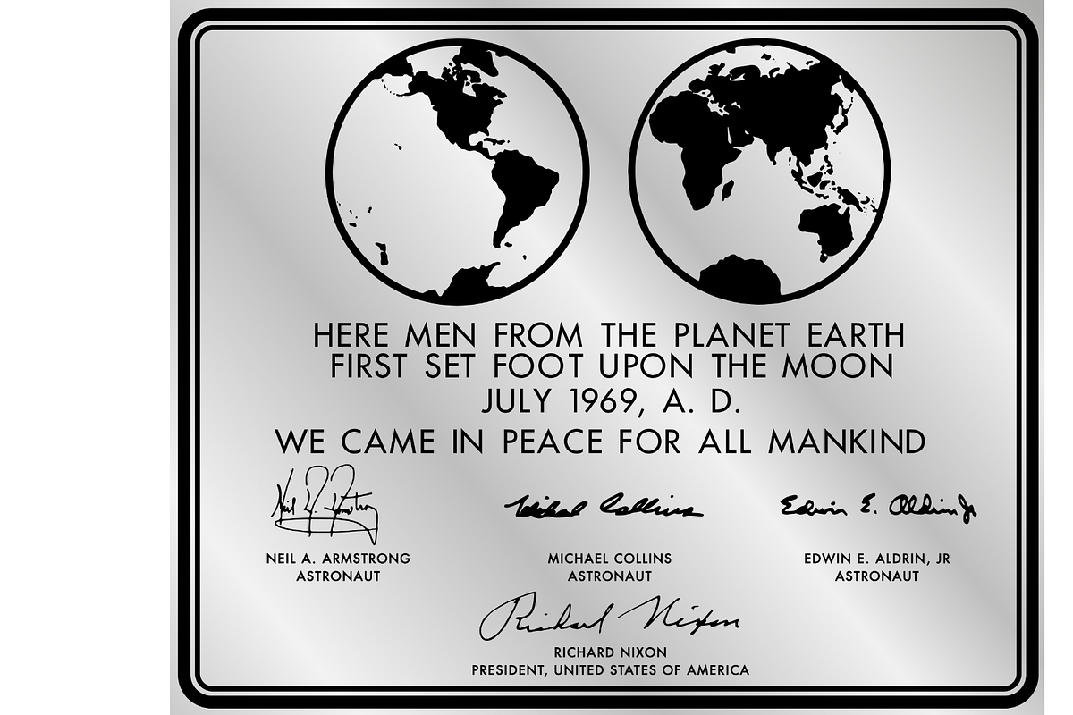Lunar plaque Apollo 11, an Education Illustration by frizio