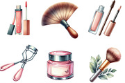 Watercolor Makeup Clipart, an Illustration by Designking (Thumbnail 3 of 4)