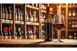 Wine bottle and glass in a wine, a Food & Drink Photo by Igor Tichonow