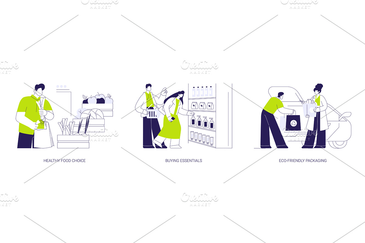Grocery shopping isolated cartoon, a Person Illustration by Visual Generation