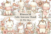Cute Unicorn Floral Clipart, an Animal Illustration by Creative Art (Thumbnail 1 of 7)