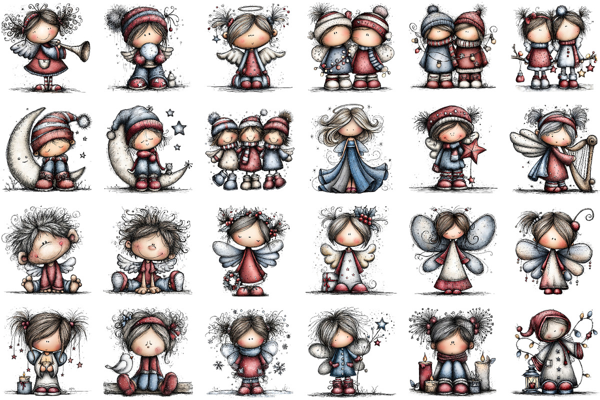 Whimsical Christmas Angel Clipart, an Illustration by Sublimation Artist (Photo 2 of 6)