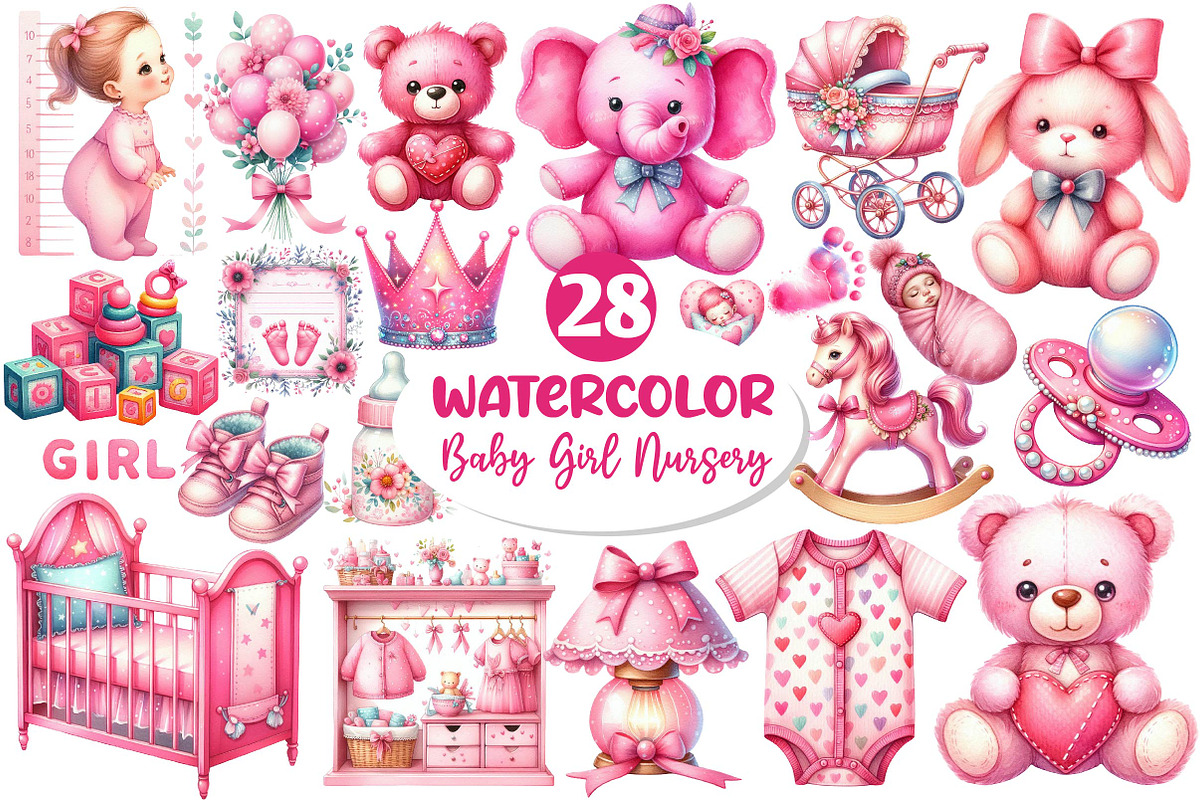 Pink Baby Girl Nursery Clipart, an Icon by Dream Creation (Photo 1 of 6)