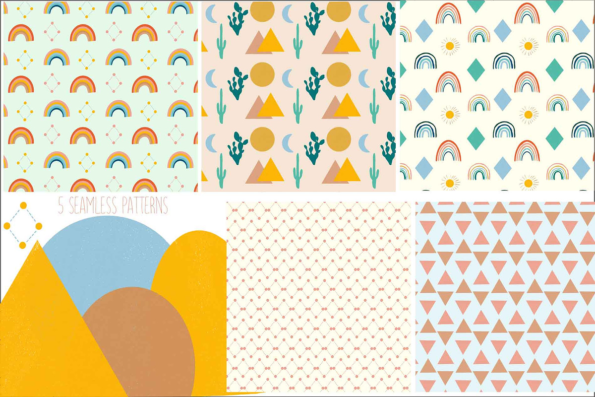 Desert Rainbow Clipart and Patterns, an Illustration by Inez Jestine (Photo 5 of 5)