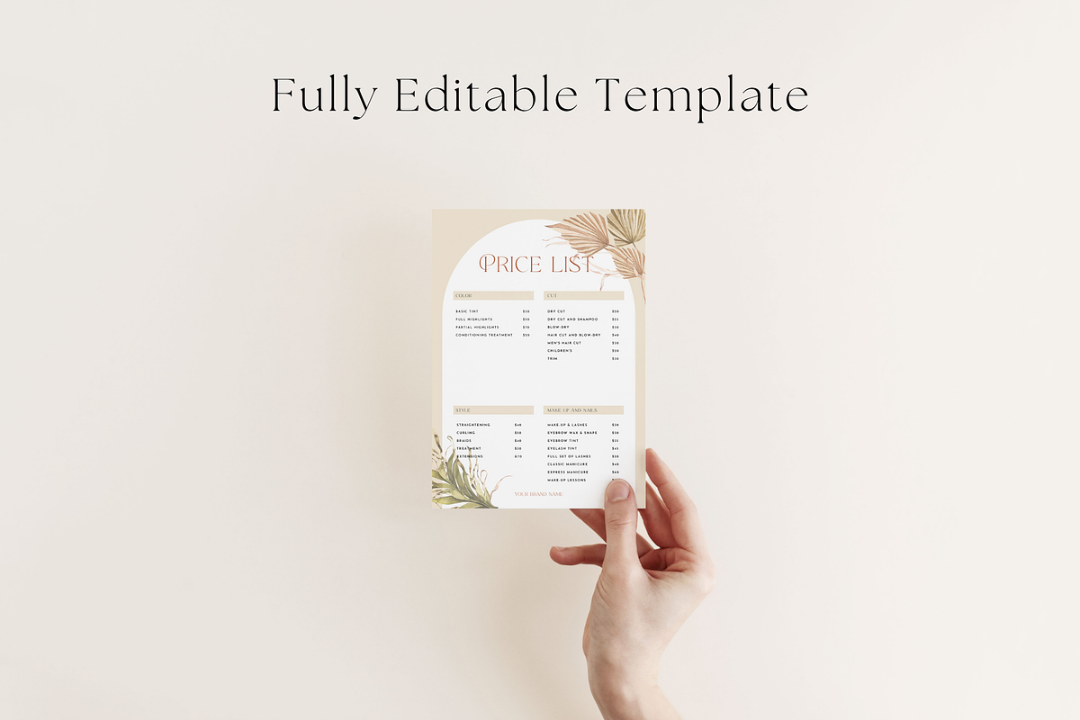 Boho Price List Canva Template, a Flyer Template by Hellohastore (Photo 3 of 9)