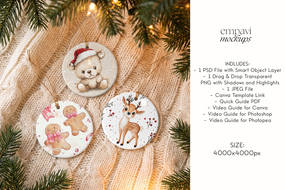 Ornament Mockup Set of 3, a Household Mockup by EmpaviMockups (Photo 5 of 5)