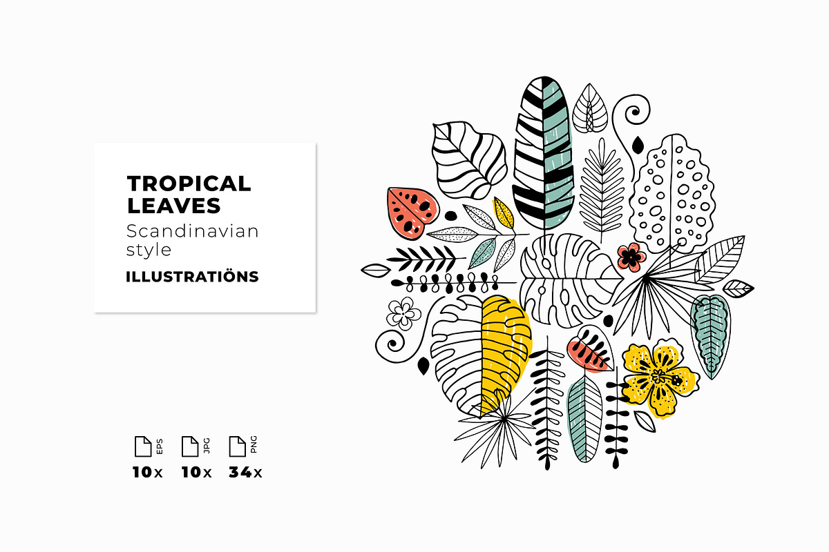 Tropical leaves, a Decorative Illustration by adehoidar (Photo 1 of 5)