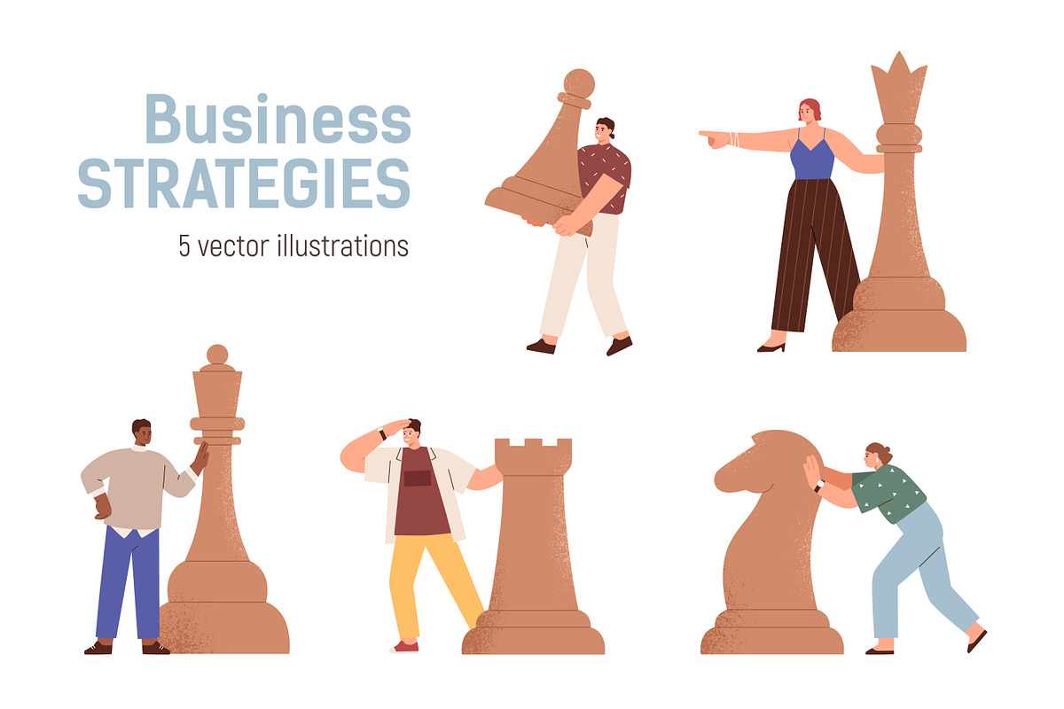Tiny people with big chess pieces, a Person Illustration by Good Studio (Photo 1 of 4)