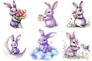 Cute Purple Bunny Clipart, an Illustration by Designking (Thumbnail 3 of 5)