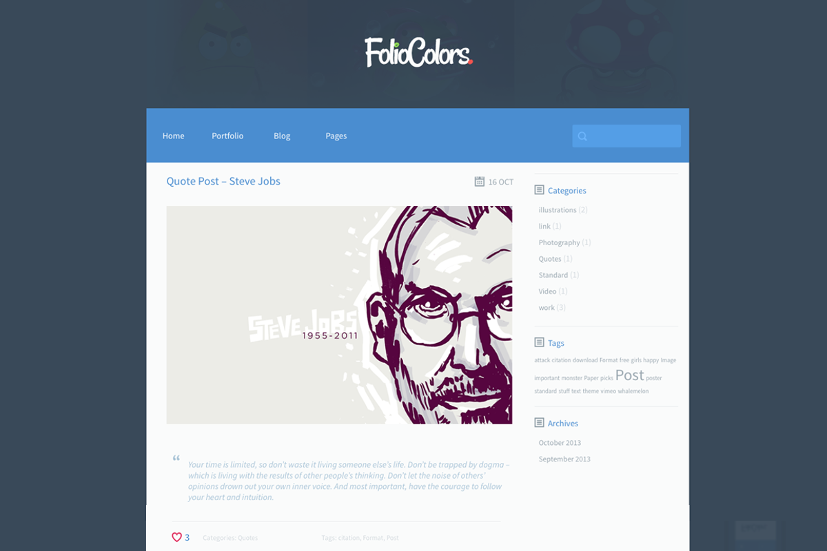 Folio Colors: Portfolio & Blog Theme, a WordPress Template by BioButterfly (Photo 3 of 4)