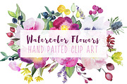 Watercolor Flowers set 3, an Illustration by GraphicRain (Thumbnail 1 of 6)