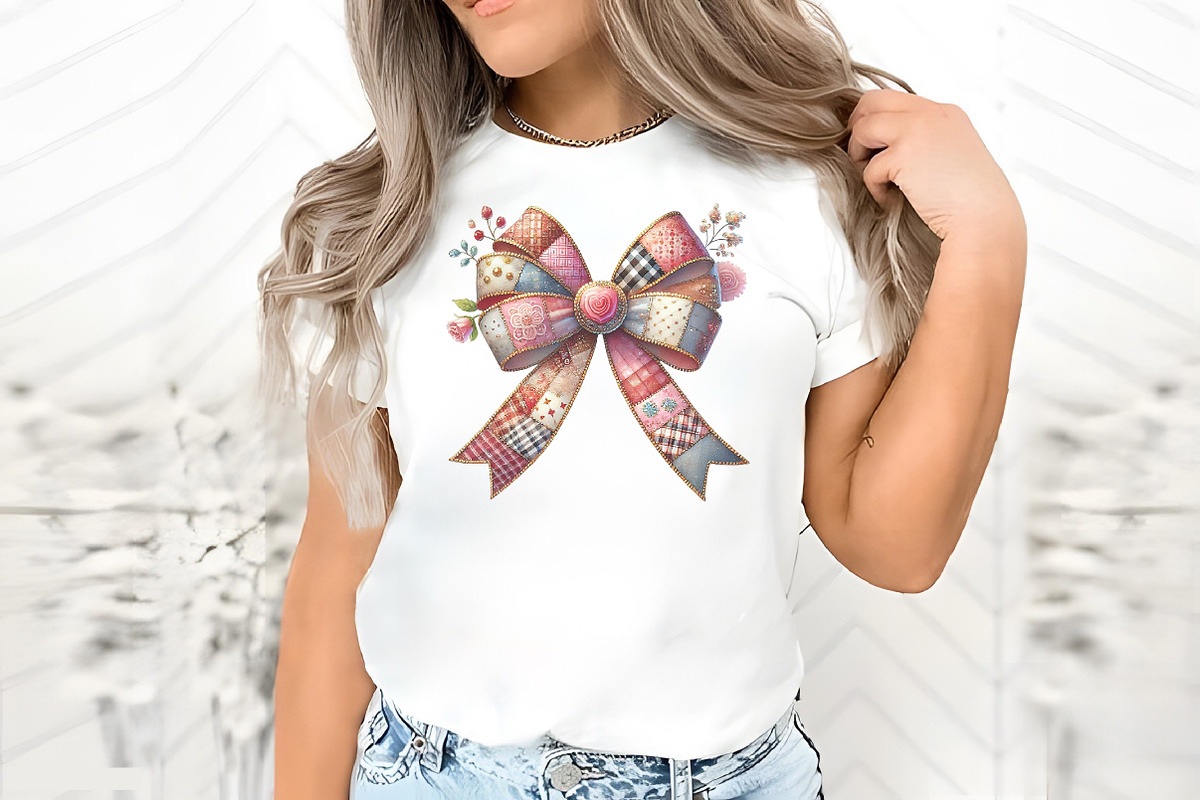 Patchwork Valentine's day bow PNG, an Illustration by RobertsArt (Photo 6 of 7)