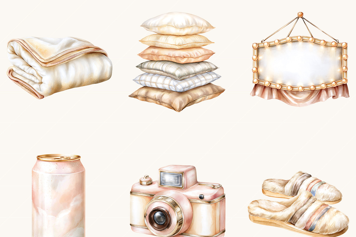 Watercolor Cozy Movie Night Clipart, an Object Illustration by BusyDaydesign (Photo 4 of 9)