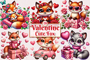 Valentine Cute Fox Clipart Bundle, a Seasonal Illustration by Craft Nest (Thumbnail 1 of 5)