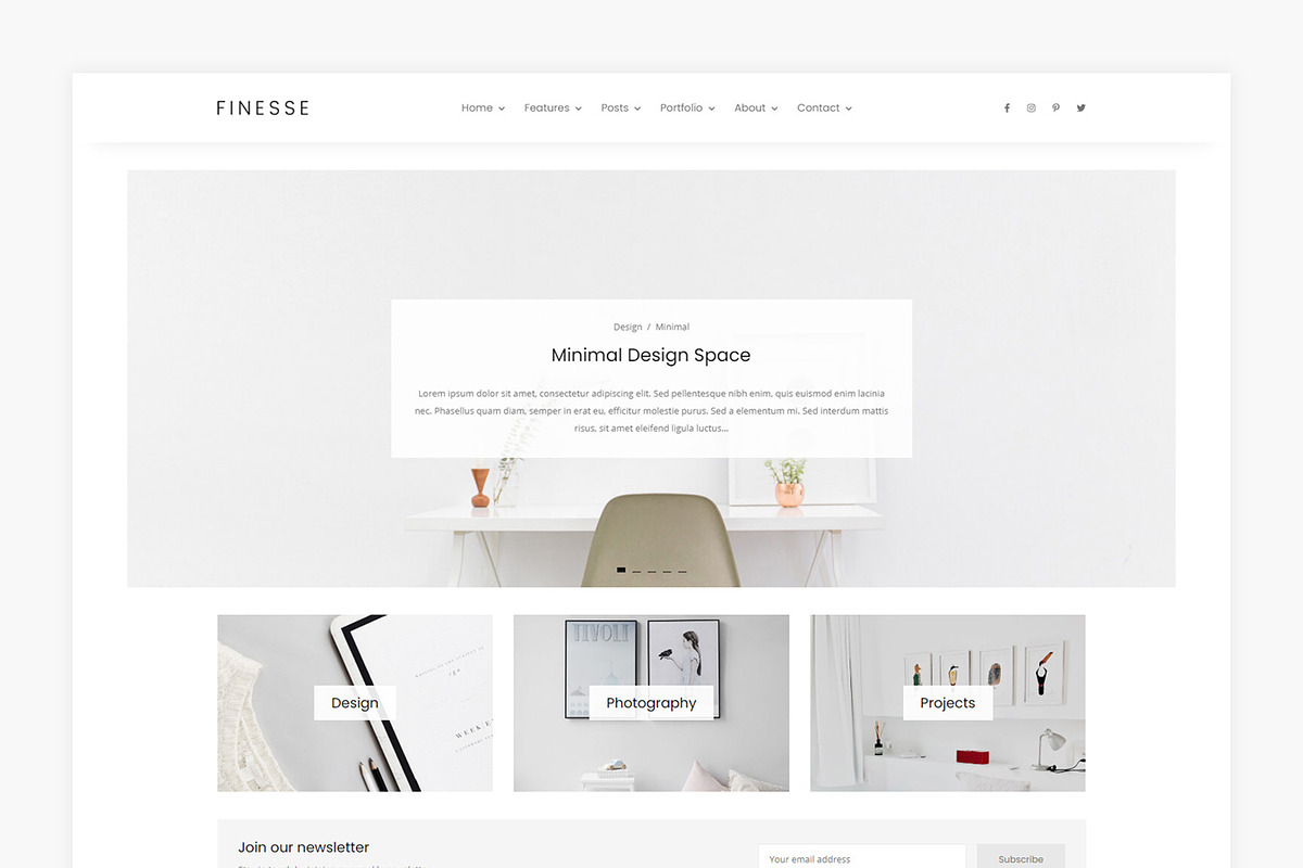 Finesse - Blog & Portfolio Theme, a WordPress Template by Lucid Themes (Photo 2 of 6)