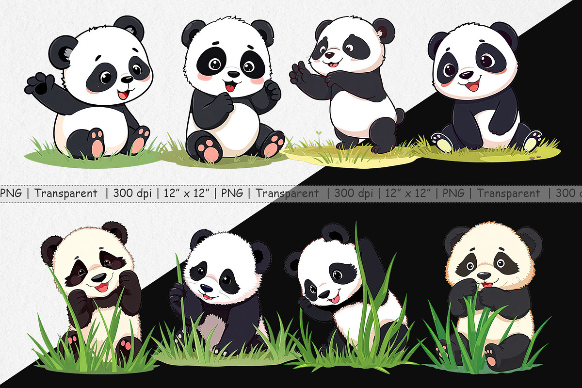 Cute Baby Panda Clipart, a Graphic by Artnoy (Photo 2 of 5)