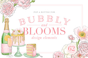 Bubbly and Blooms Design Elements