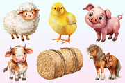 Watercolor Cute Little Farm Clipart, a Graphic by CitraGraphics (Thumbnail 3 of 4)
