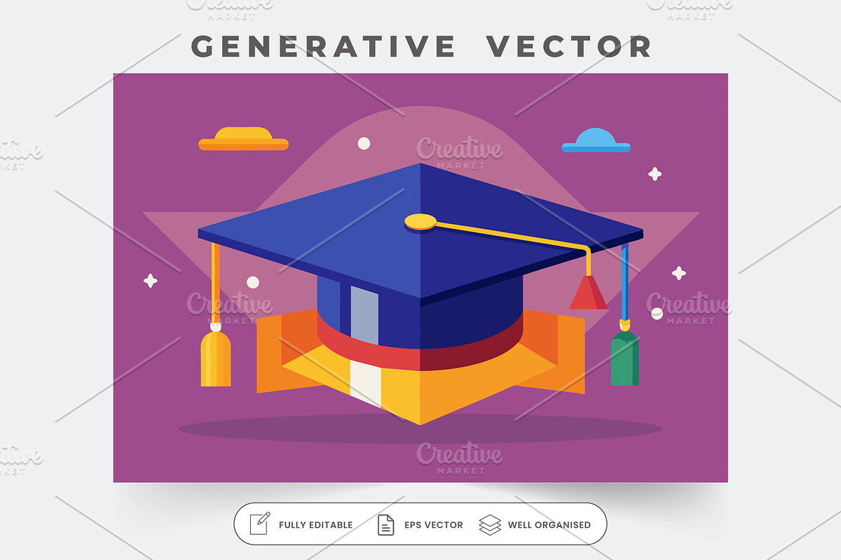 Colorful graduation hats in a playfu, a Graphic by Iftikhar Alam