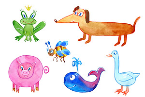 Children's Style Watercolor Animals