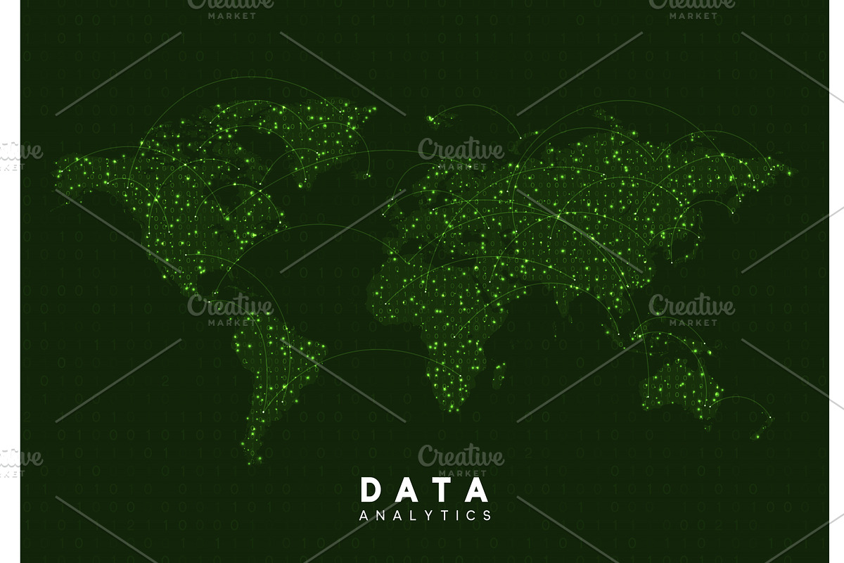 World Map. Data visualization., a Technology Illustration by Modern ...