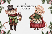 Watercolor Christmas Mouses, an Animal Illustration by Miracles Everywhere (Thumbnail 2 of 6)