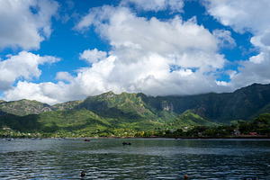 Taiohae Bay and town with anchored sailboats in Nuku Hiva, Marqu, a Nature Photo by GoodGoods