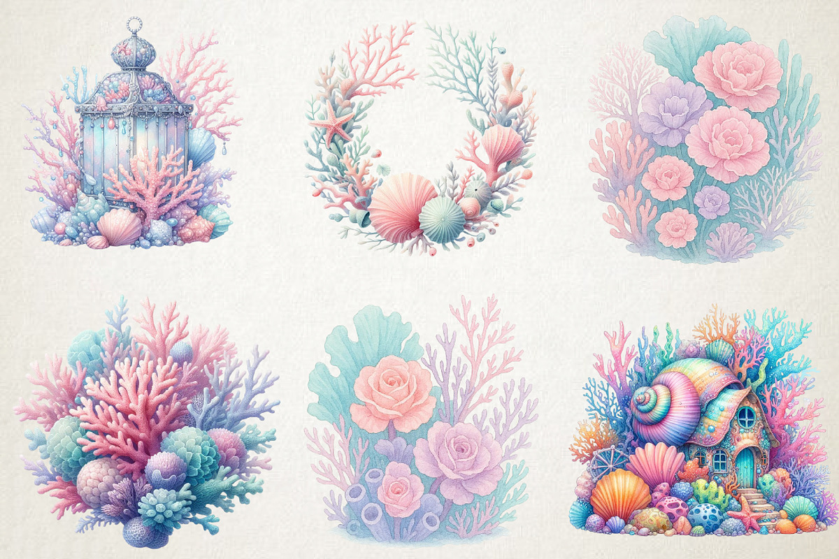 Pastel Reef Wonders PNG Clipart, a Seasonal Illustration by RobertsArt (Photo 2 of 5)