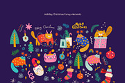 Christmas Cats, a Seasonal Illustration by MoleskoStudio (Thumbnail 5 of 26)