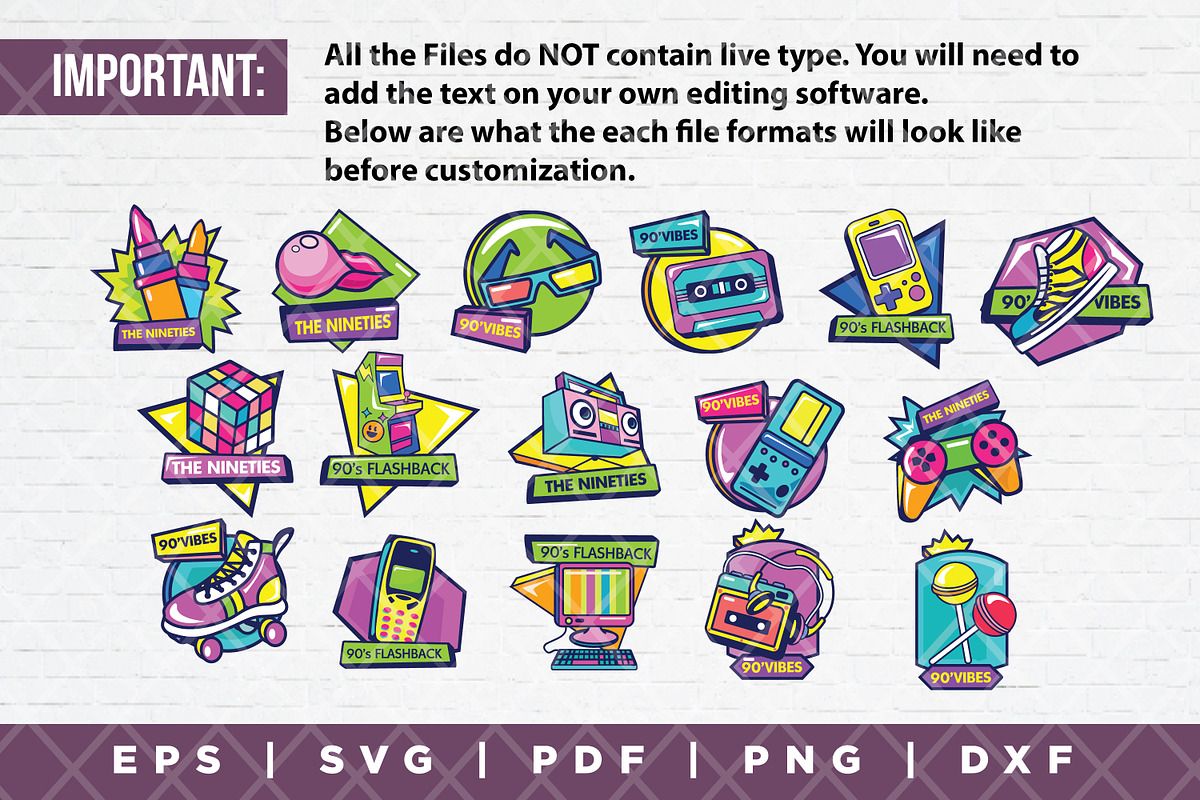 Collection of retro 90’s sticker svg, a Social Media Template by Guavanaboy (Photo 2 of 3)
