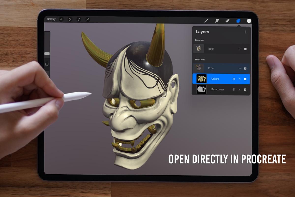 Hannya Mask 3D Model for Procreate, an Object 3D Model by InkRef (Photo 2 of 6)