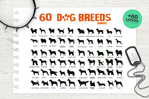 60 Dog Breeds Illustration Bundle