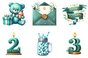 Teal Birthday Sublimation Clipart, an Illustration by DreamArtGraphic (Thumbnail 5 of 6)