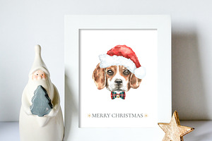 Christmas Watercolor Beagle Cards