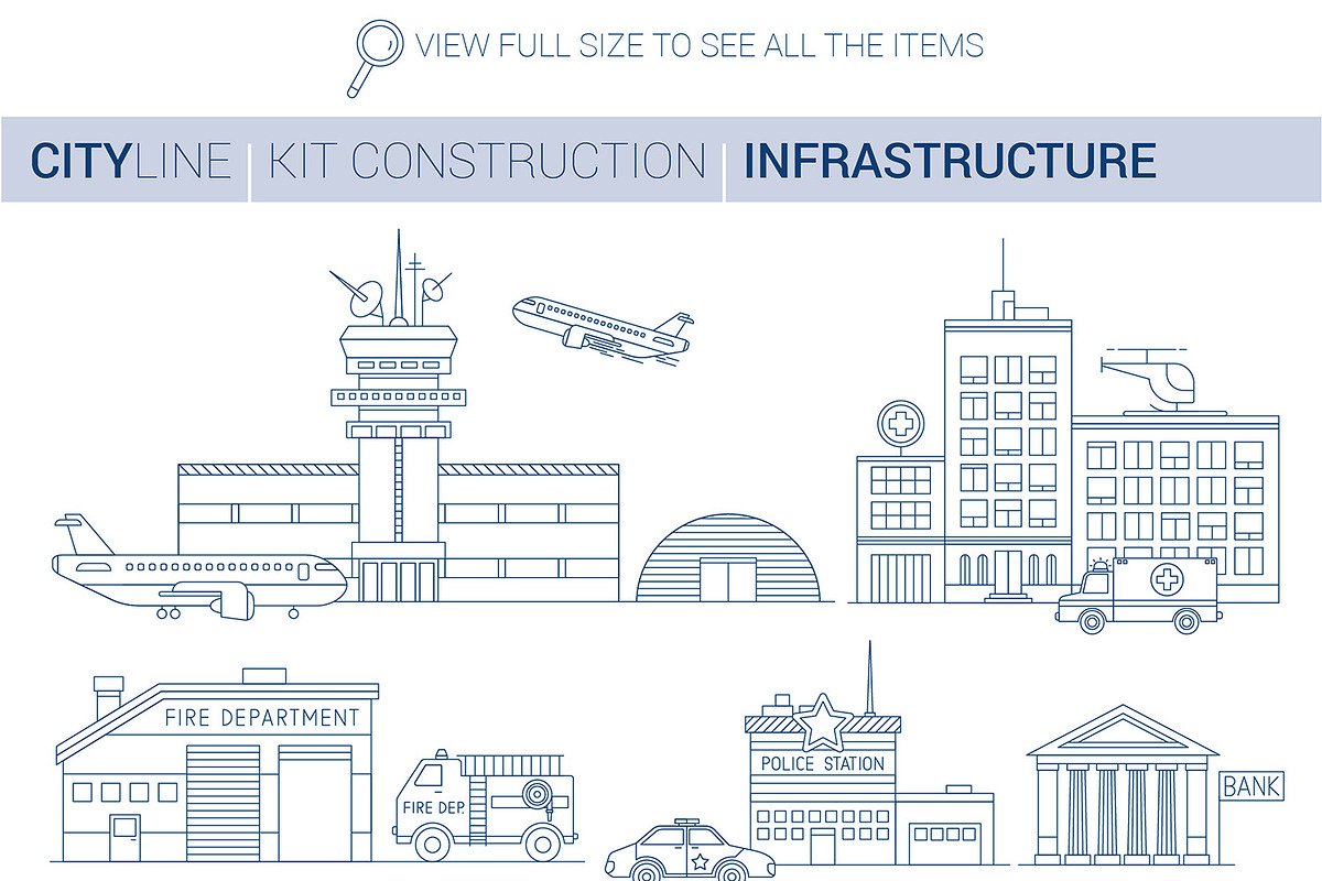 City Skyline Line Art Graphic Kit, an Education Illustration by Pingebat (Photo 3 of 4)
