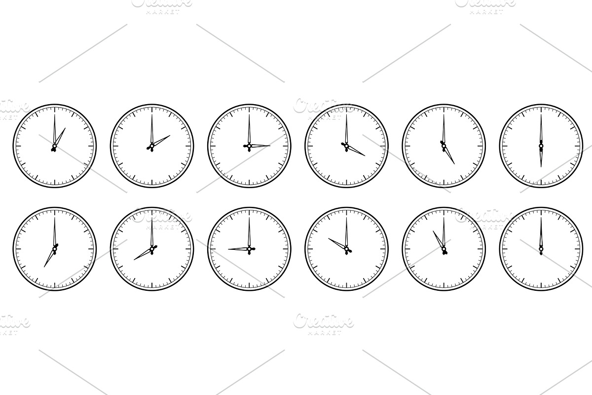 Watch face icons with minute and, an Object Illustration by Vectorbuum