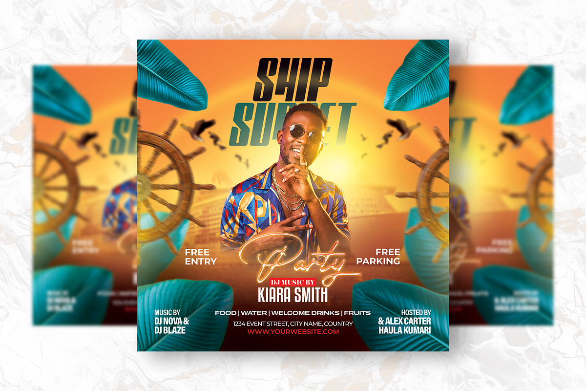 Ship Sunset Party Flyer Design, a Flyer Template by Shajib Shikder (Photo 2 of 2)