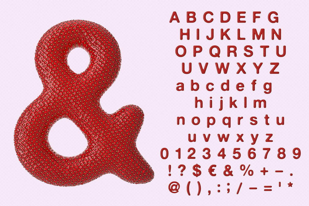 Strawberry Bitmap Font & PNGs, a Sans Serif Font by Creative Graphics (Photo 2 of 6)