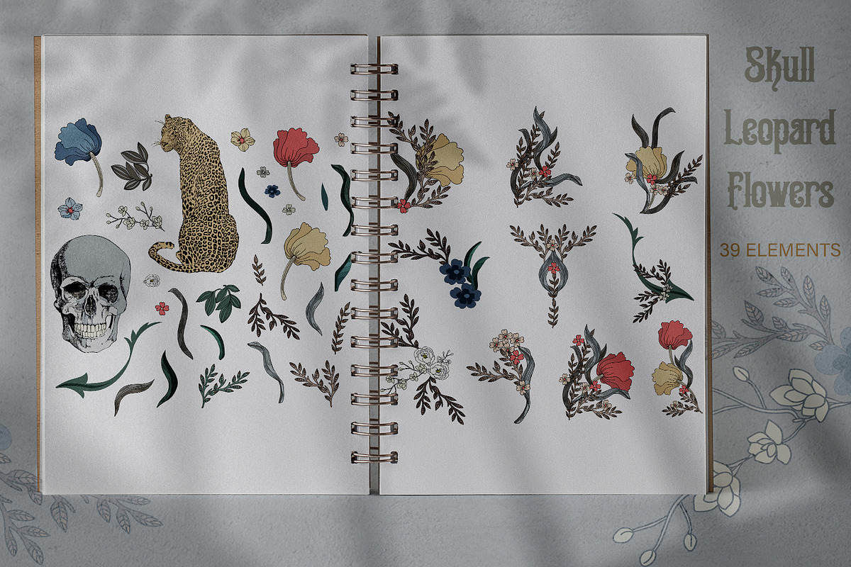 Skull Leopard Flowers, a Texture Illustration by LanaDzi (Photo 9 of 13)