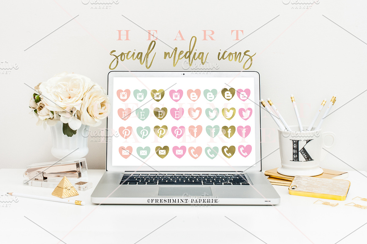 heart social media icons & buttons, a Graphic by Freshmint Paperie (Photo 2 of 2)